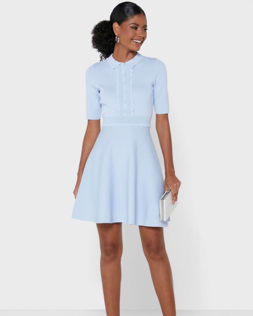 Ted Baker Scallop Trim Knit Blue Dress - Image 4