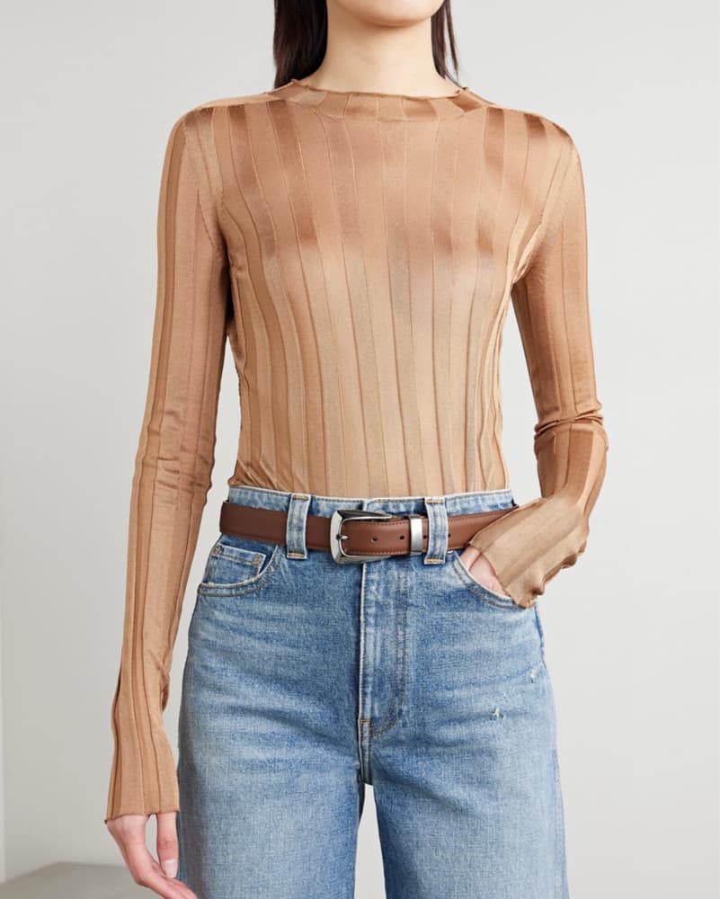 KHAITE Benny Tan Leather Belt Size 85 - Image 2