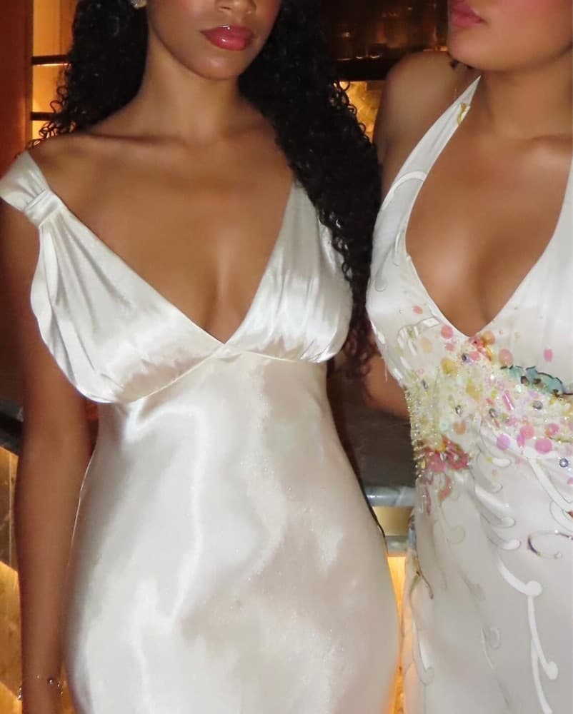 Vintage White Satin Gown - Image 1