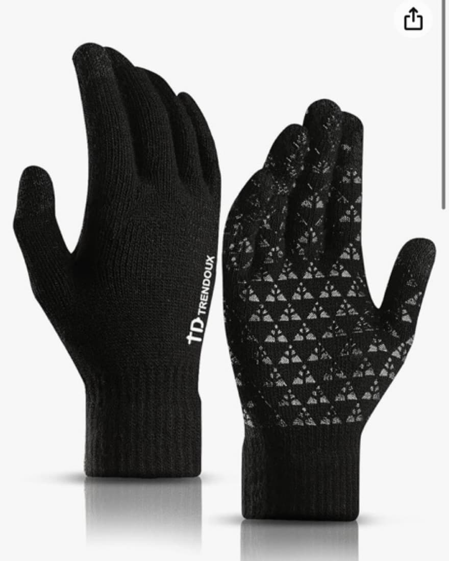 Black Touchscreen Thermal Knit Gloves - Image 1