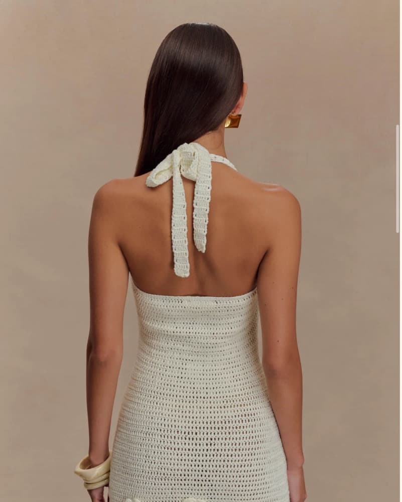 Elegant Crochet Dress with Floral Accents - Image 6