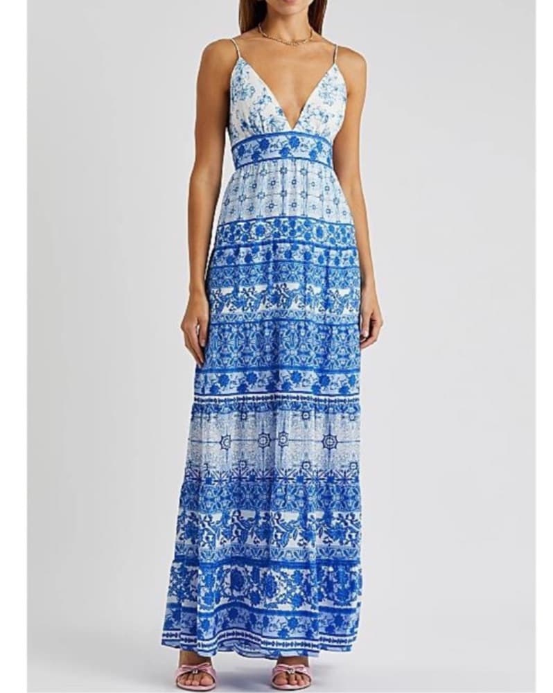 Alice & Olivia Blue/White Maxi Dress - Image 3