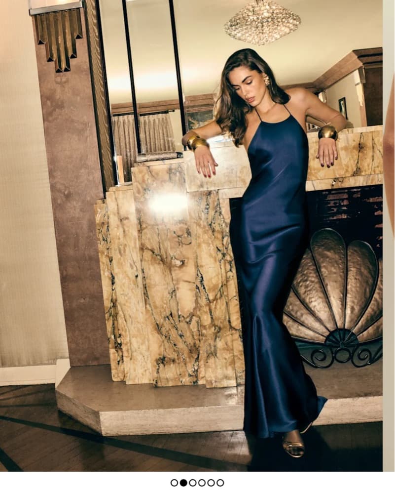 Reformation Silk Dress - Navy Blue  - Image 1