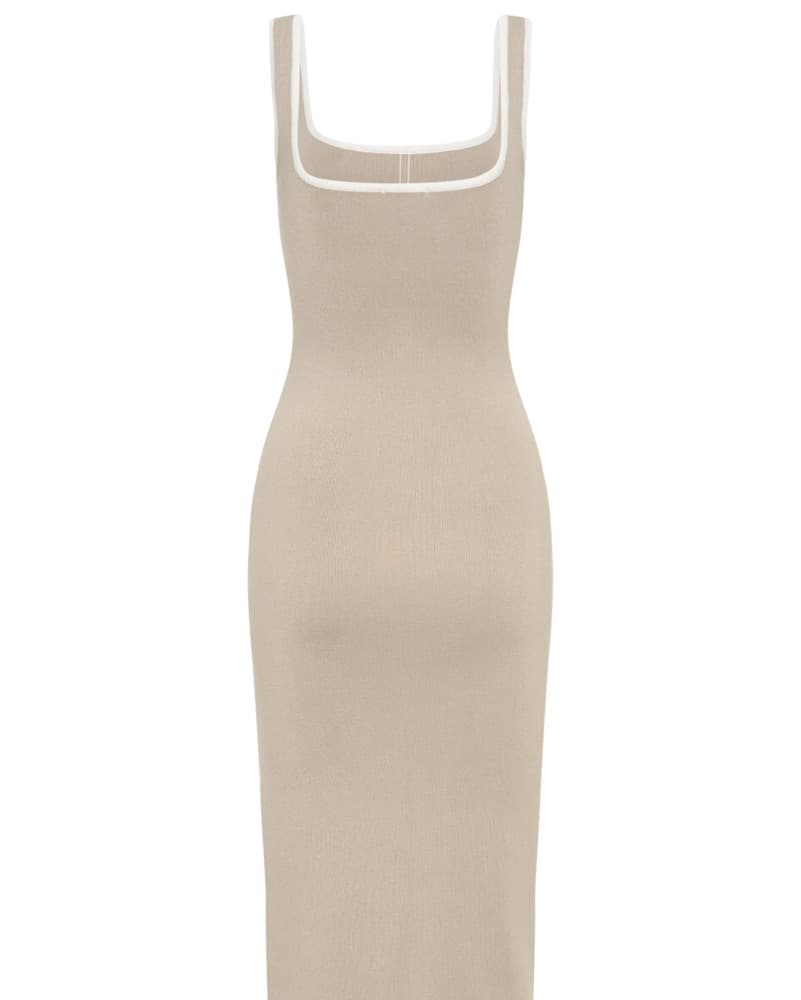 Meshki Eimear Knit Midi Dress: Tan/White - Image 4