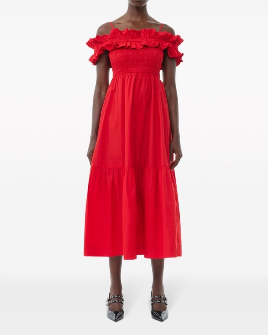 Ganni Ruffled Poplin Midi - Image 3
