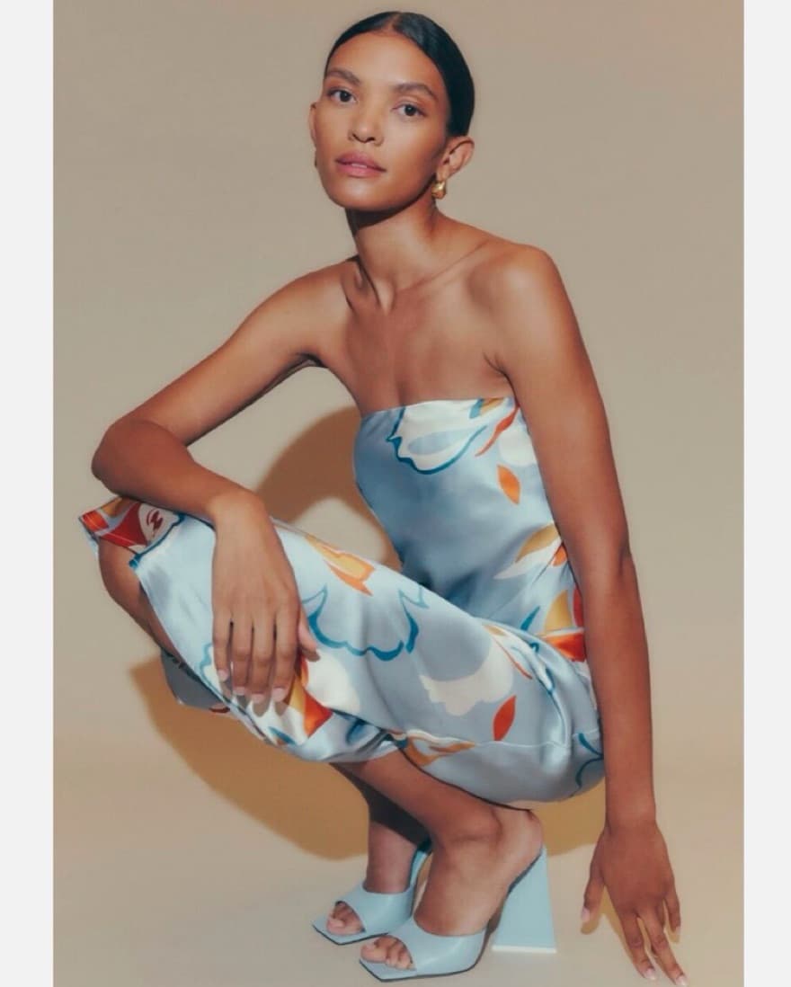 Reformation Silk Blue Floral Long Dress - Image 3