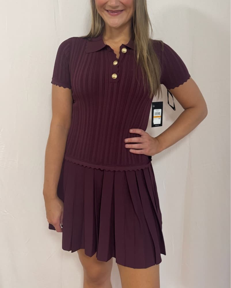 Maroon BCBG Collared Dress - Image 1