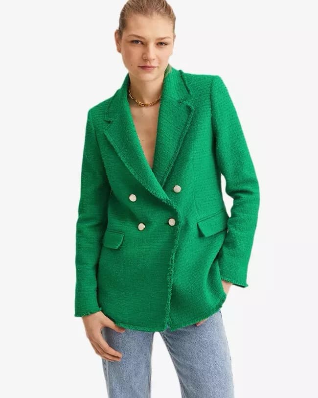 Mango Tweed green Blazer  - Image 1