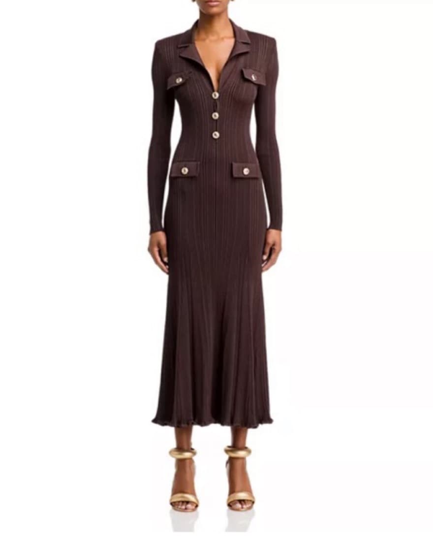 Self Portrait Brown Knit Dress - Image 1