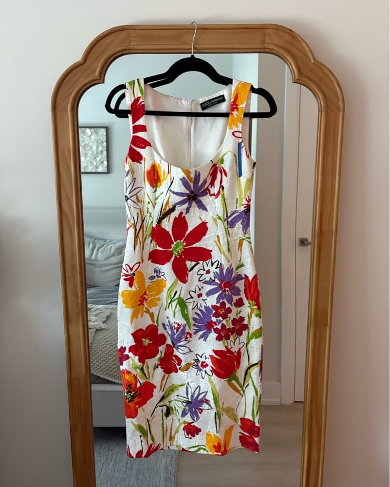 Dolce & Gabbana White Floral Midi Dress - Image 1