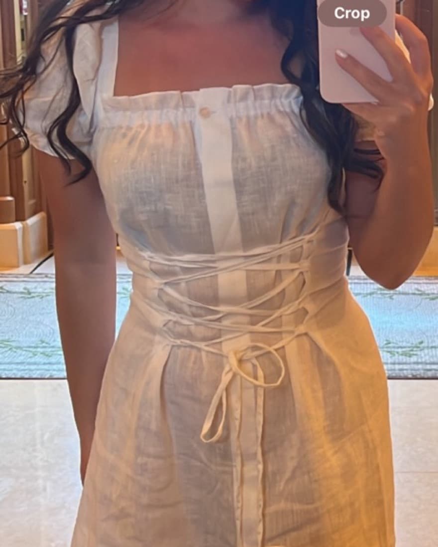 SLEEPER MARQUISE LINEN DRESS IN WHITE XS - Image 3