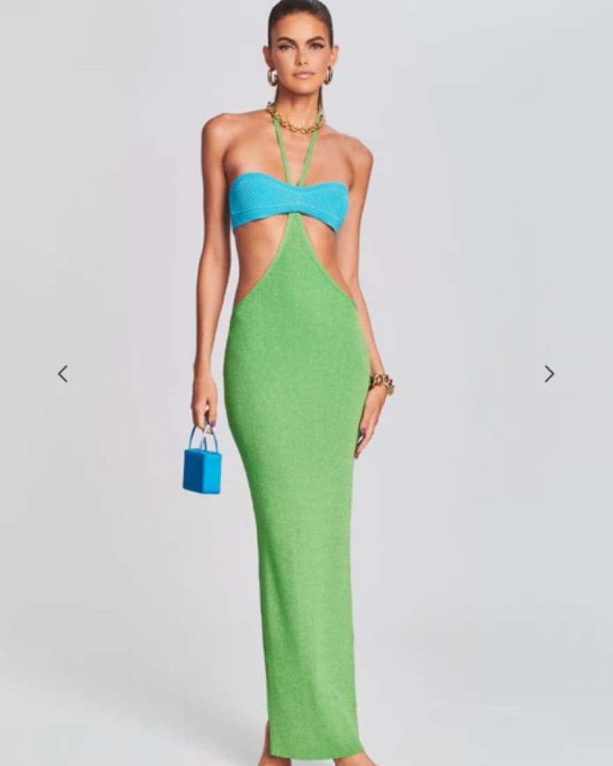 RETROFETE  Eloisa Dress in Green & Blue  - Image 1