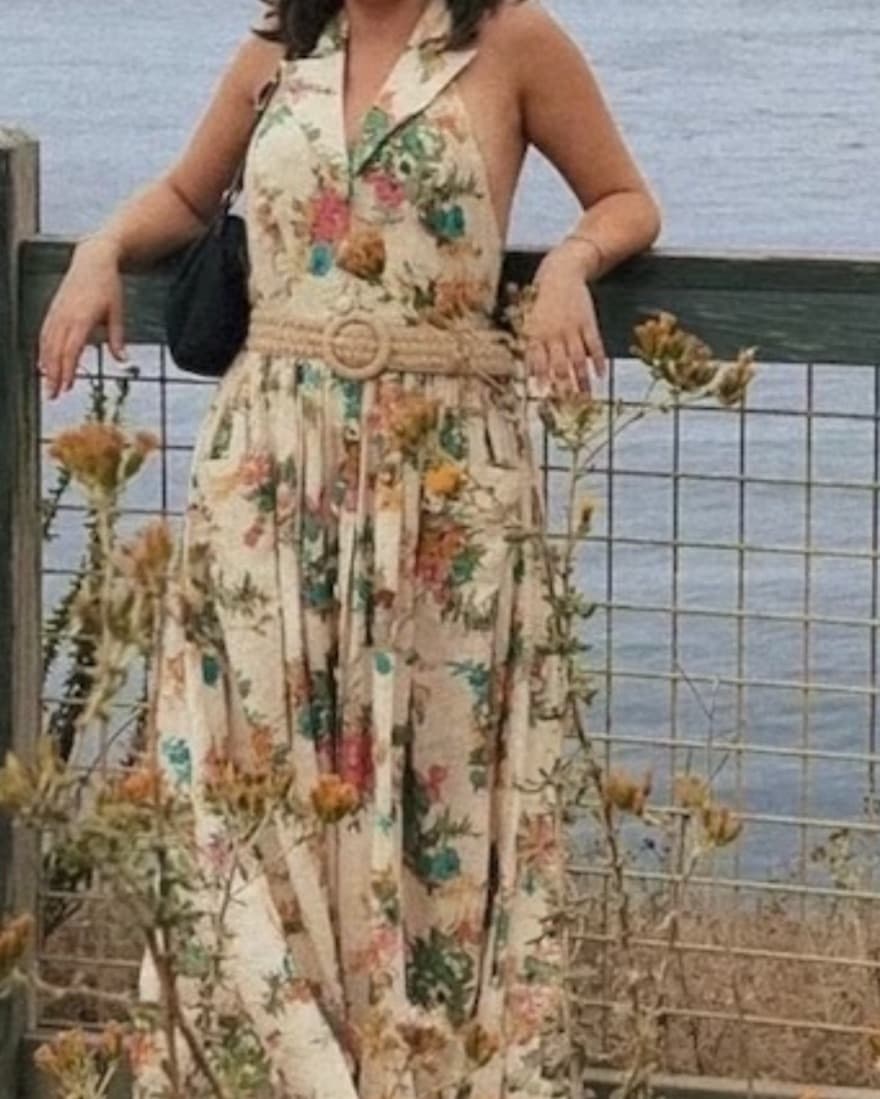 Zimmerman Floral Linen Halter Midi Sz1 - Image 1