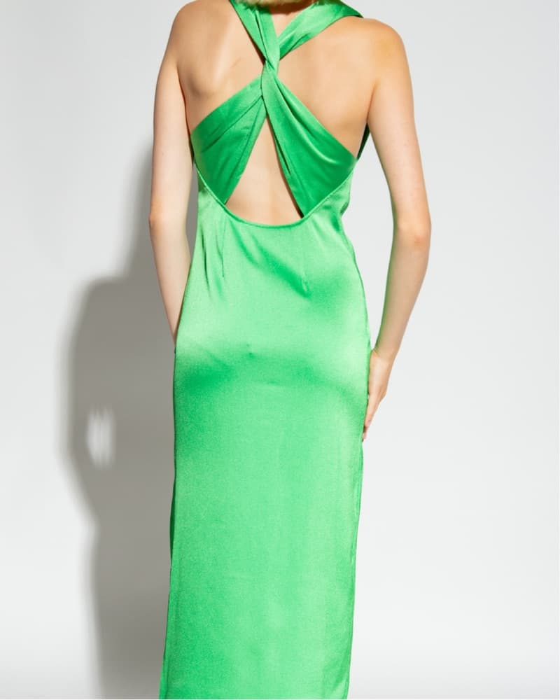 Vibrant Green Halter Midi Dress - Image 2