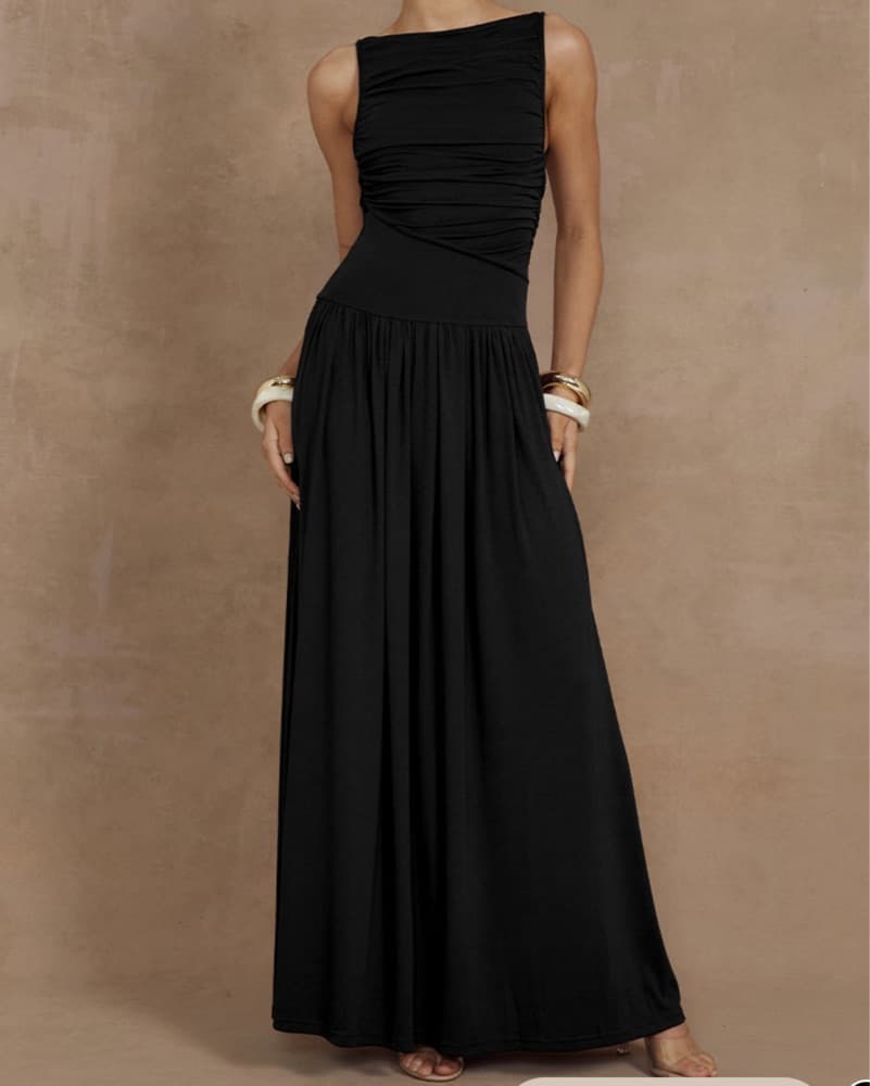 Black Flowy Wedding Guest Dress - Image 4