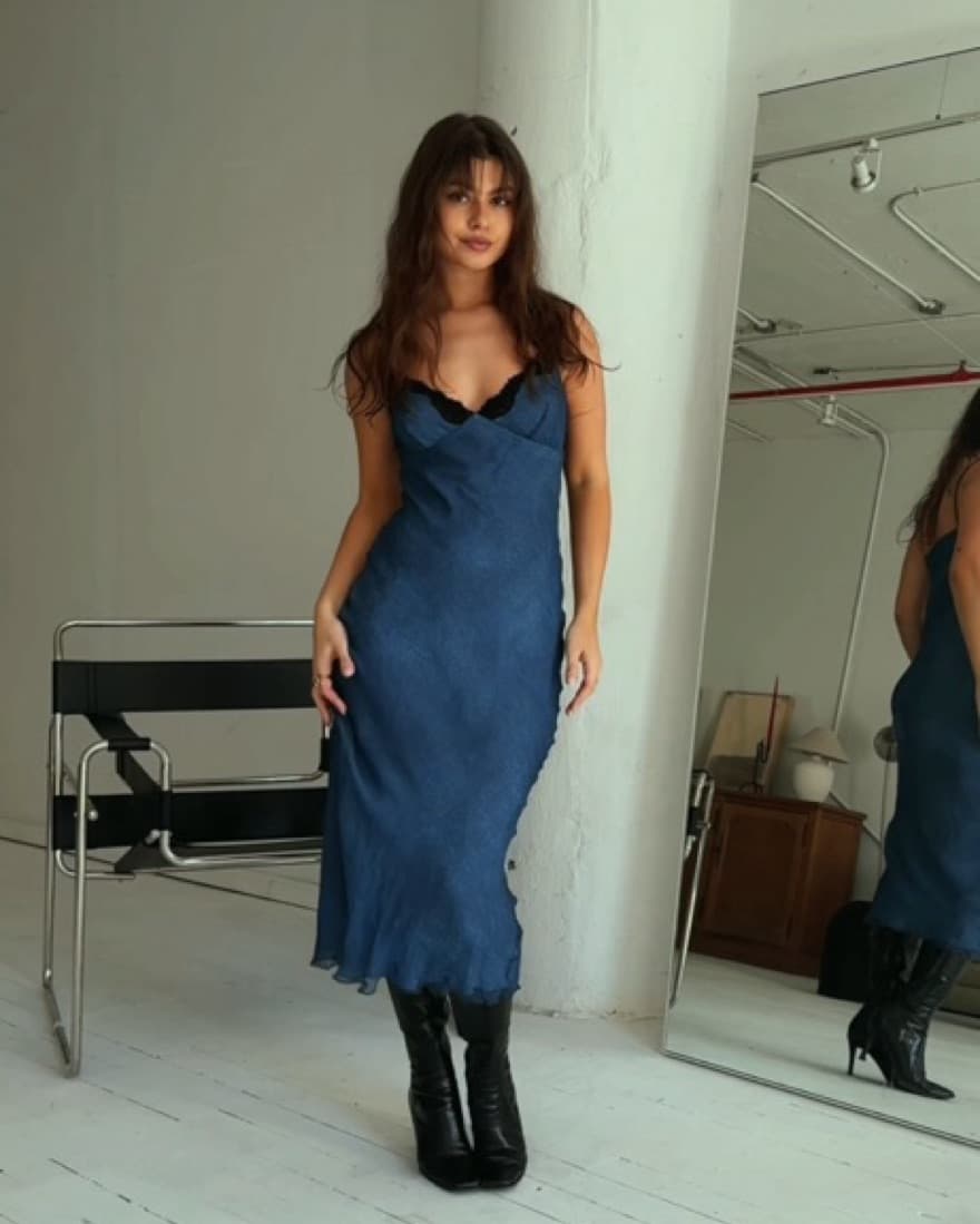 Blue & Black Slip Dress - Image 3