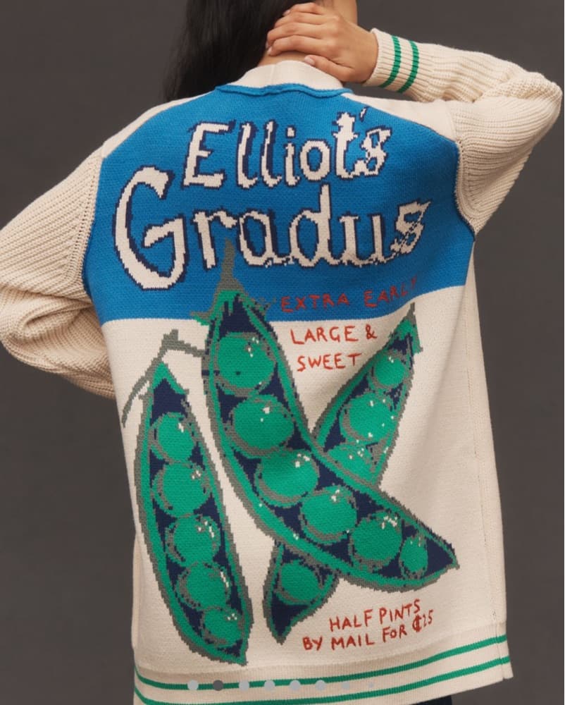 Maeve Cotton Blend Veggie Motif Cardigan - Image 2