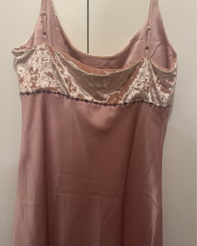 Unif Pink Silk & Velvet Mini Dress - Image 4