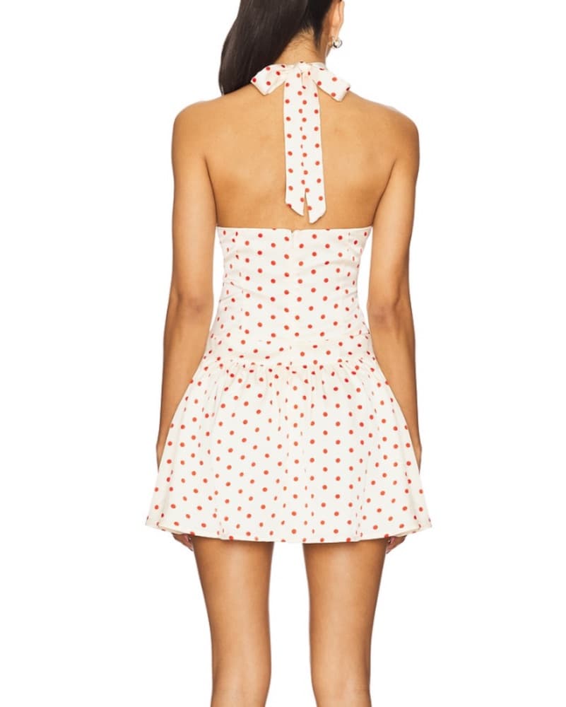 Revolve Halter Polka Dot Mini Dress - Image 3