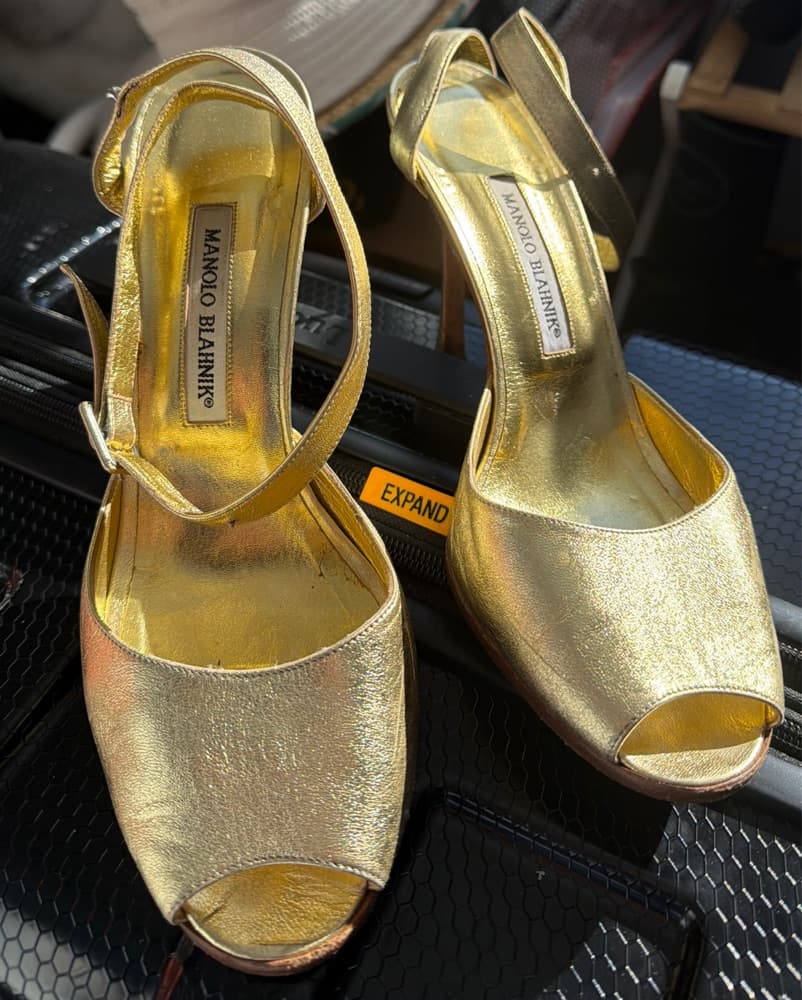 Glamorous Gold Slingback Heels - Image 1