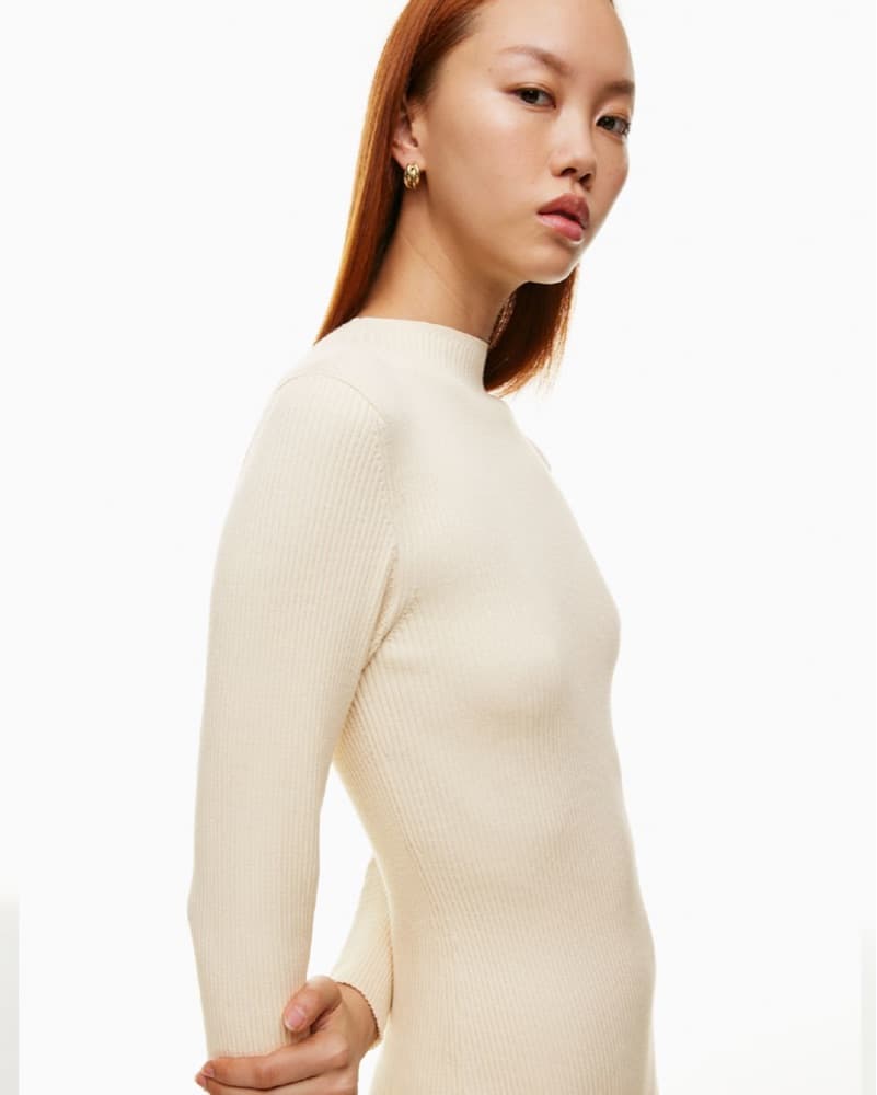 Aritzia Babaton Ivory Ribbed Midi Dress - Image 2