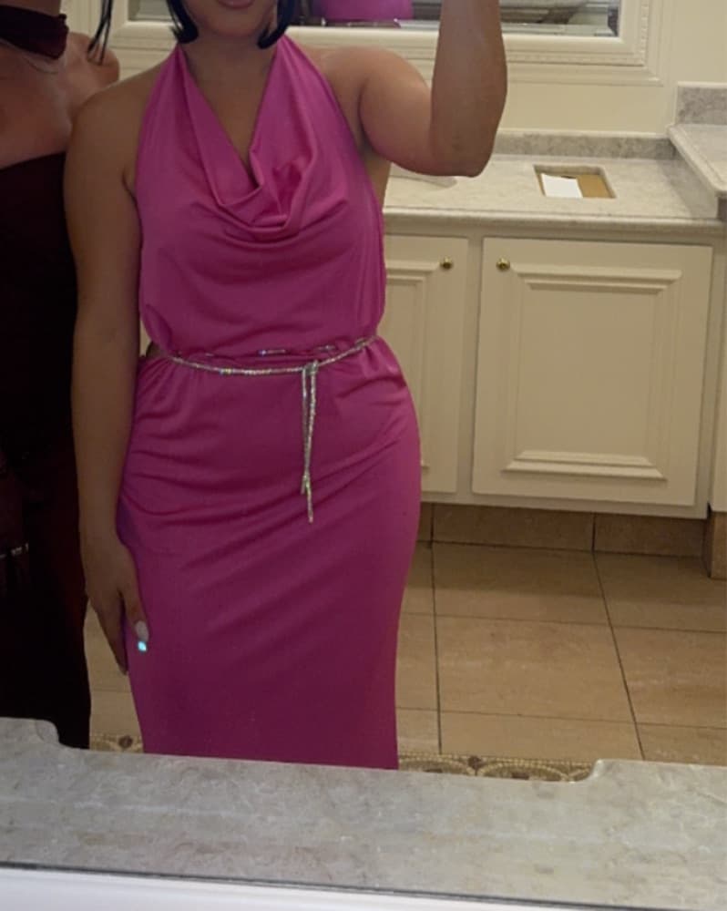 Stunning Fuchsia Halter Gown - Image 3