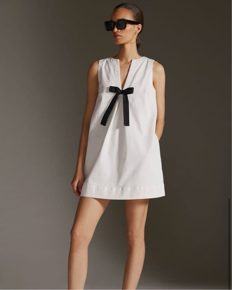 Bow Shift Mini Dress - Image 1