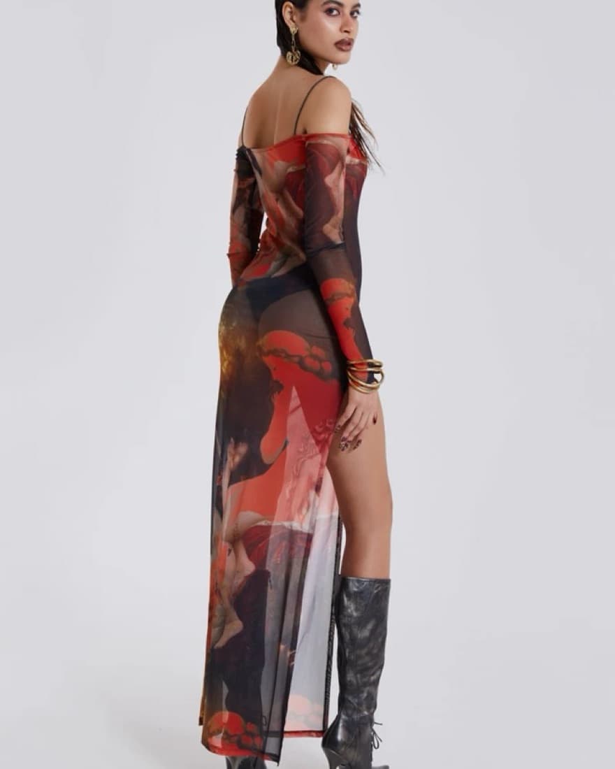 Jaded London Mesh Slit Dress - Image 2