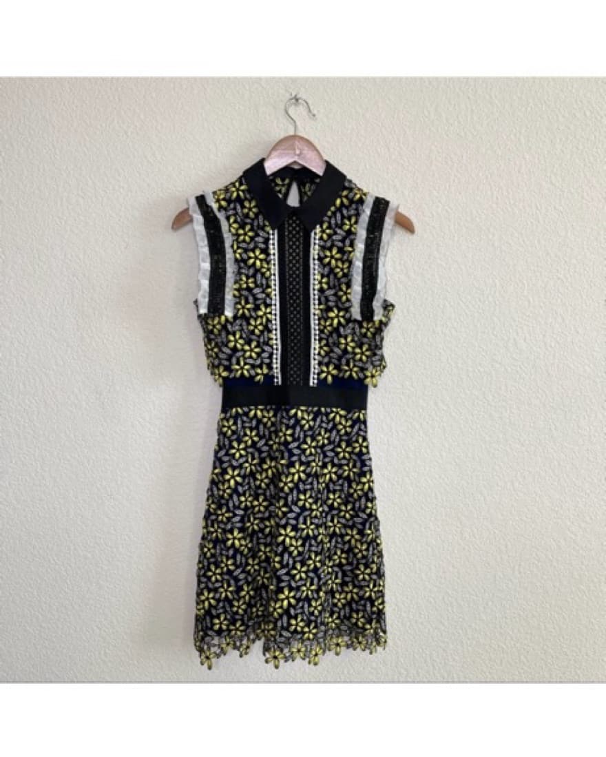 Self Portrait Yellow Navy Dress - Image 6
