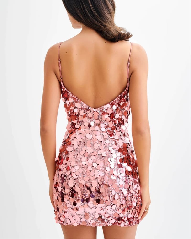 Meshki Sparkling Pink Sequin Mini Dress - Image 2
