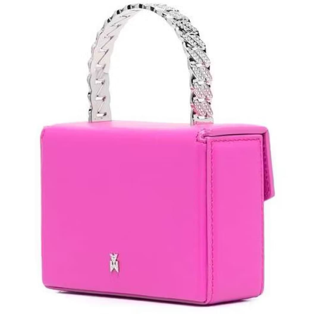 Amina Muaddi Pink Satin Top Handle Bag - Image 2