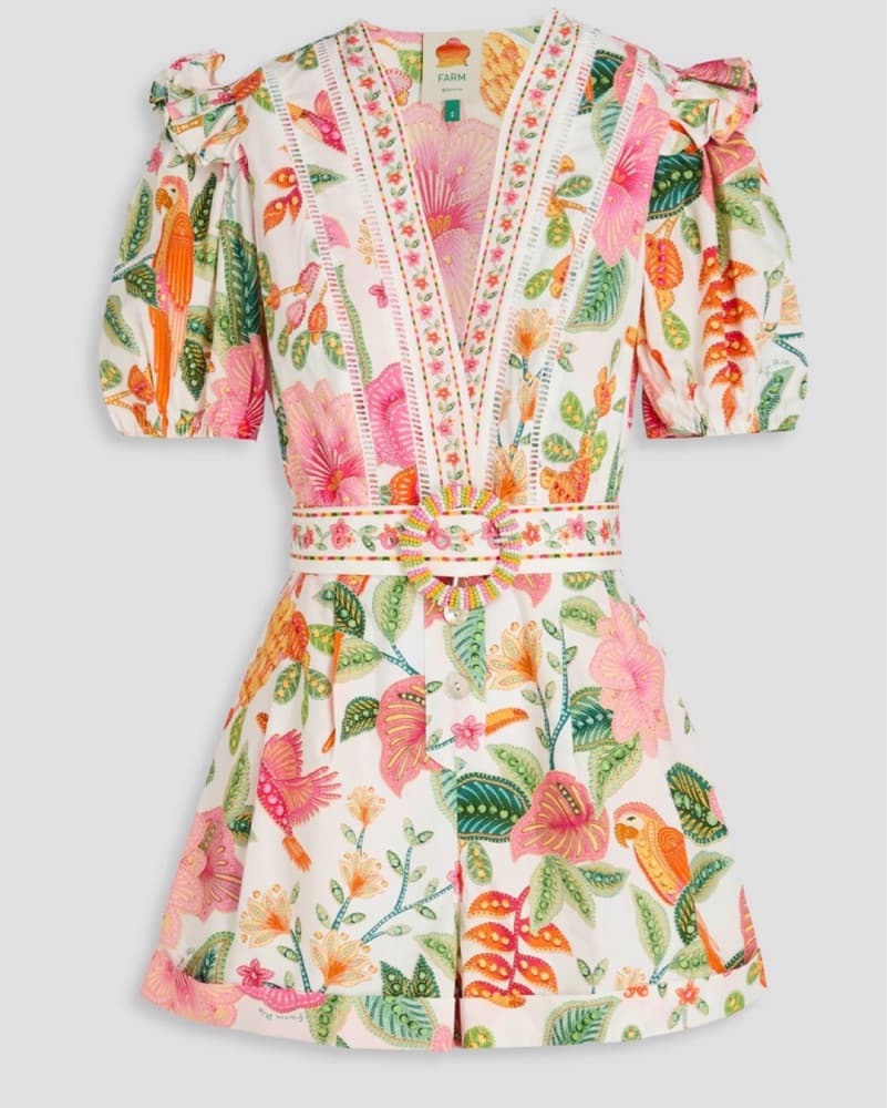 FARM rio white macaw bloom romper. - Image 1
