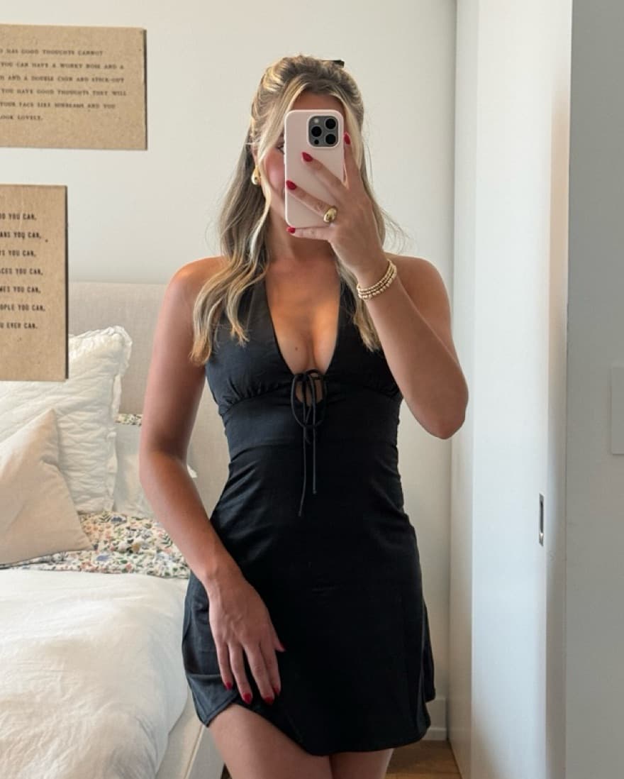 Black Halter Mini Dress - Image 1