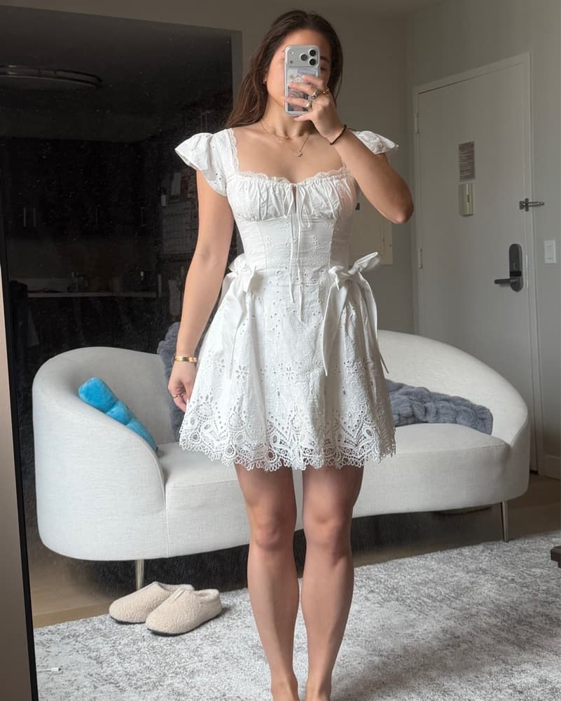 House Of Cb Giglio White Broderie Dress - Image 4