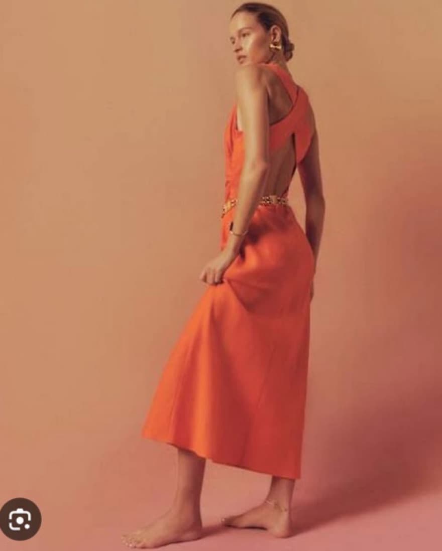 Reformation Cassette Orange Linen Dress - Image 2