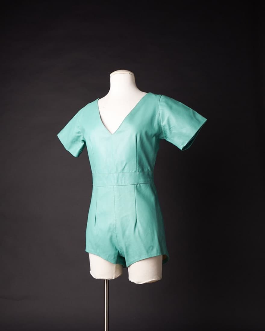 Custome Vintage Leather Bodysuit Romper - Image 3