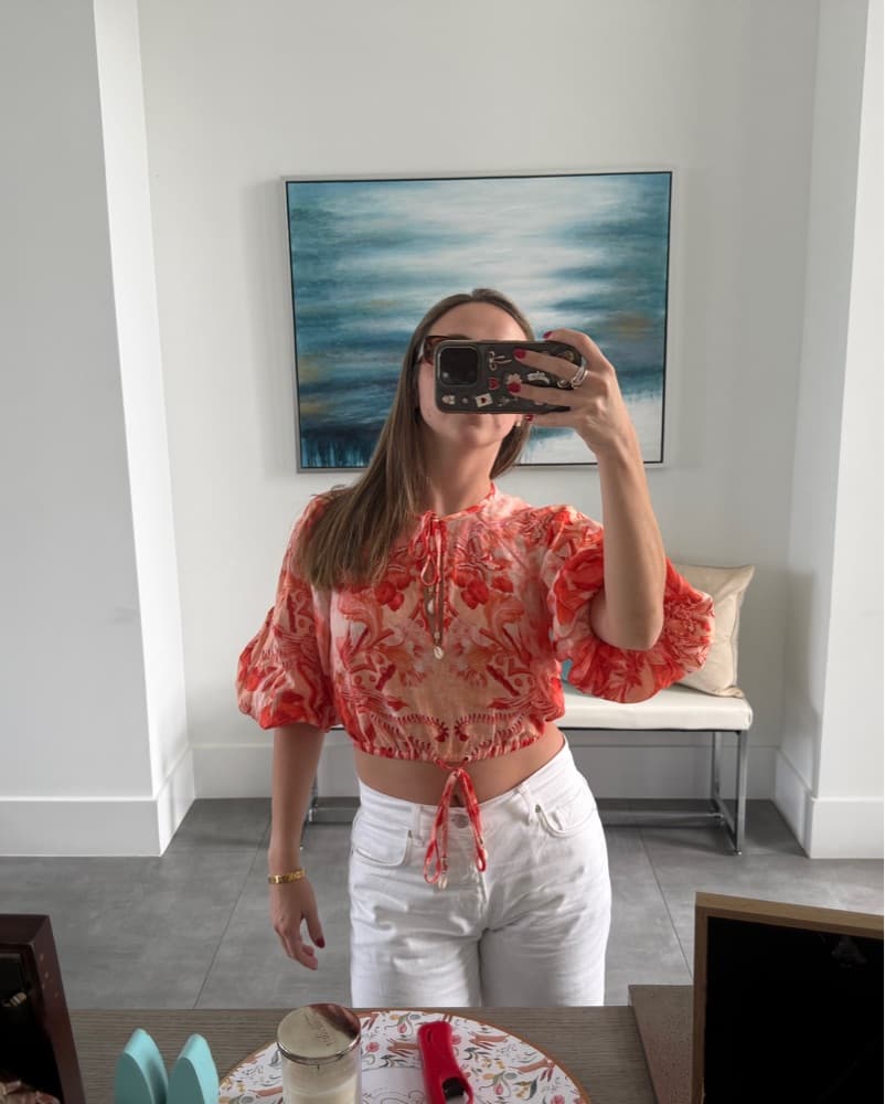 ZIMMEMANN Lyre Cropped Linen Top - Image 3