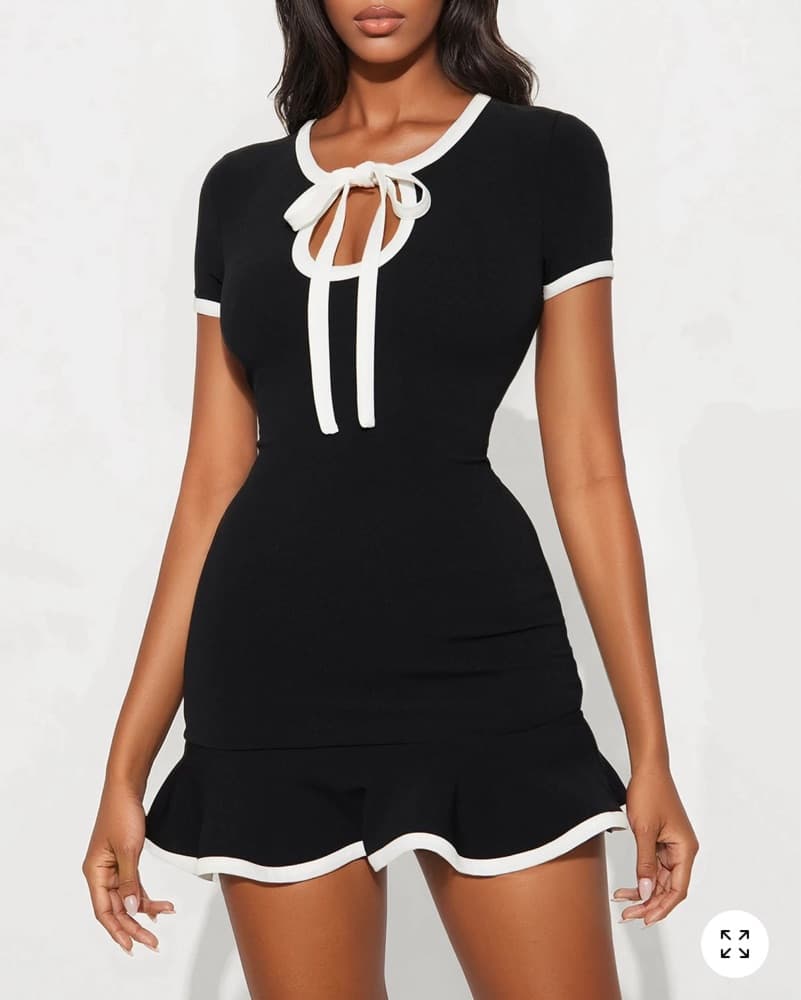 Elegant Black Ruffle Mini Dress - Image 2