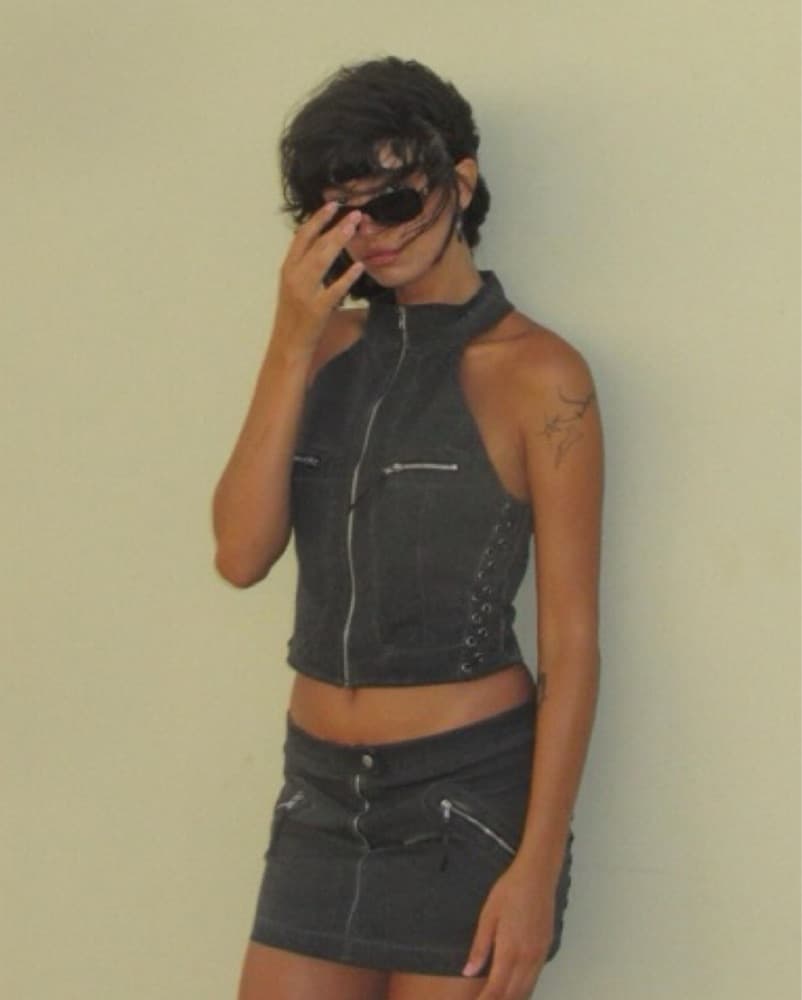 Techno Denim Skirt Set, With Jean - Image 1