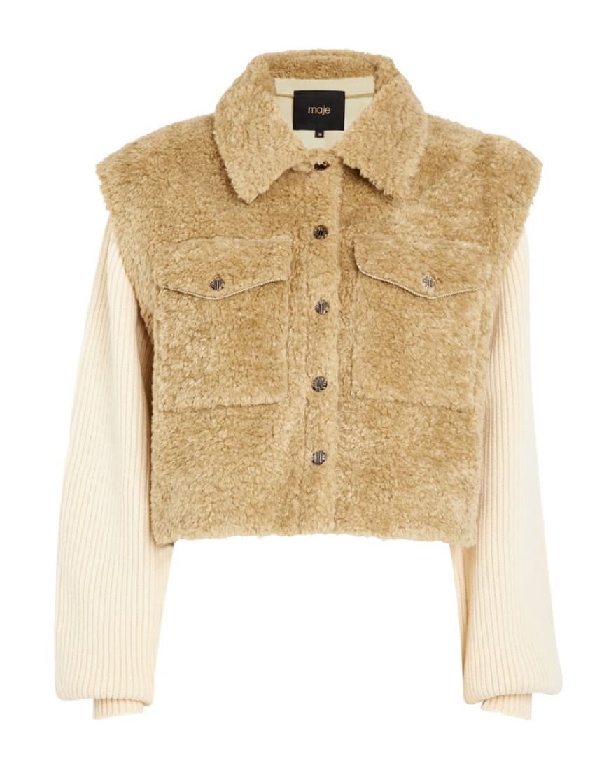 Maje Belia Faux Fur Cropped Jacket - Image 3