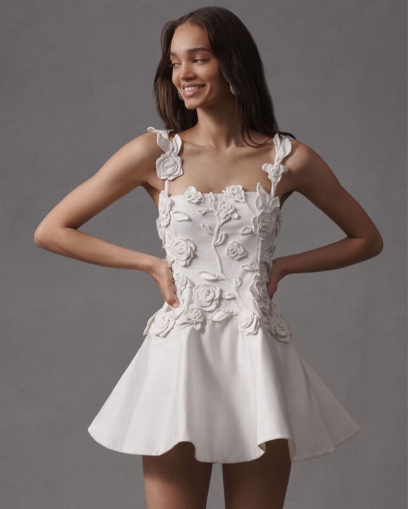 BHLDN Floral Applique Fit & Flare Dress - Image 1