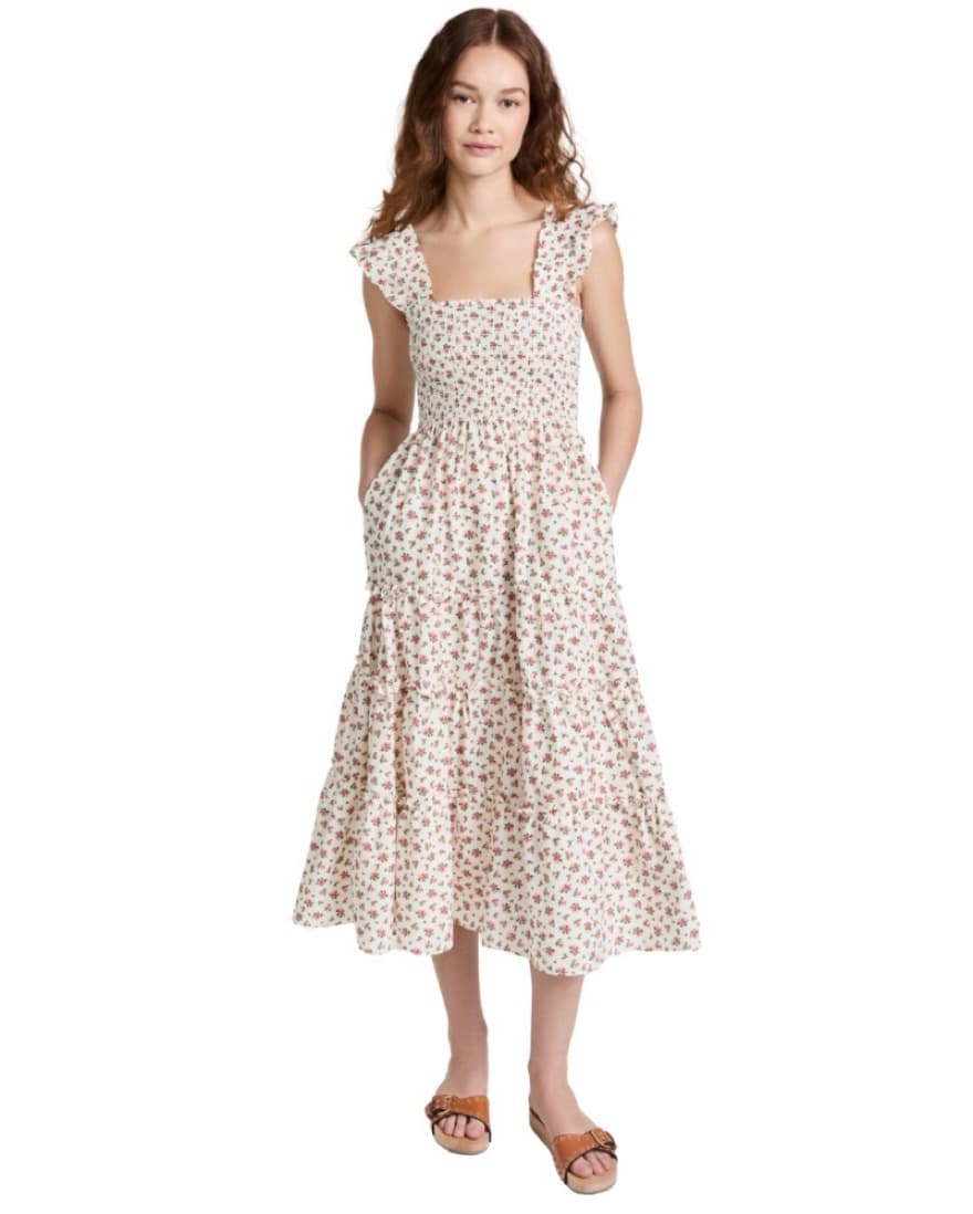 O.P.T Printed Smocked Midi Dress - Image 1