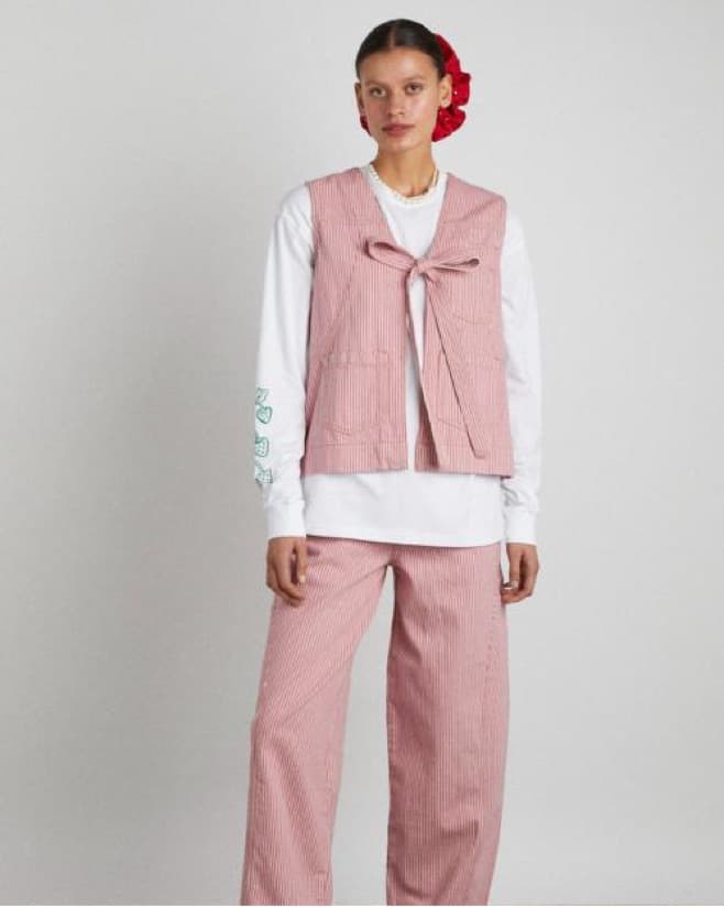 Damson Madder Dilly Gilet - Pink Stripe - Image 1