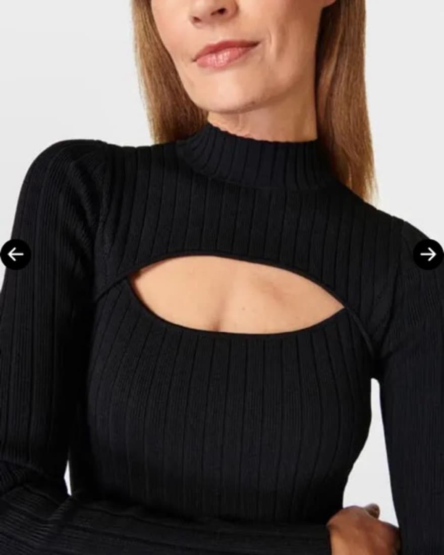 Black Cutaway Long Sleeve Knit midi Dres - Image 4