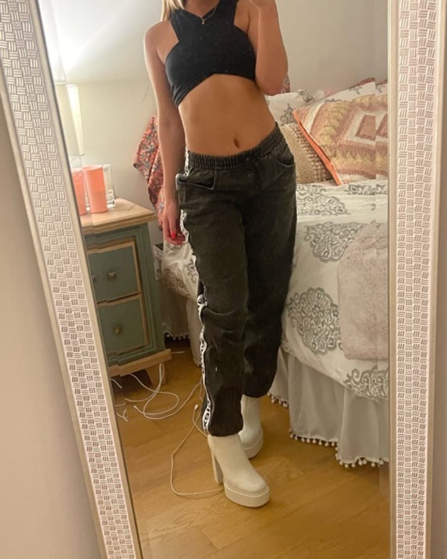 Wang Logo Stripe Jogger Denim Pants - Image 4