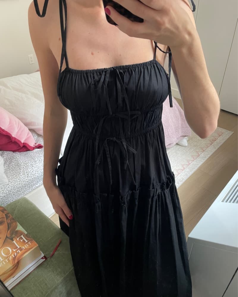 En Saison Black Shirred Midi Dress - Image 2