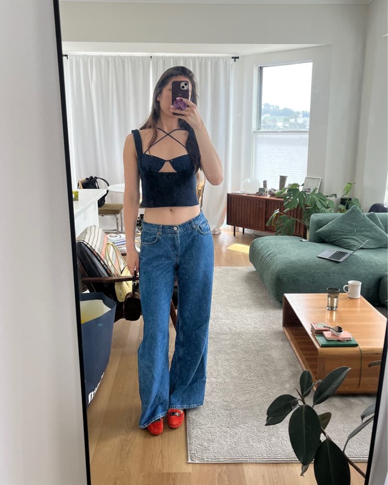 Tae Park Exposed Knit Bra Top Midnight - Image 2