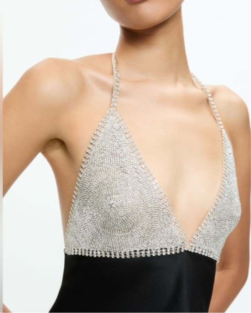 Black And Embellished Halter Dress - Image 2