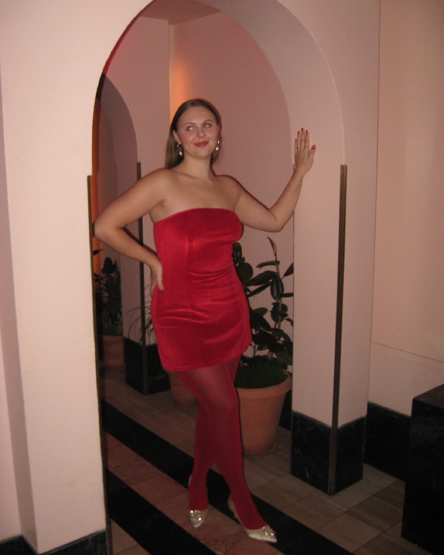 Miscreants Red Velvet Dress - Image 3