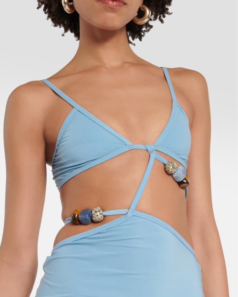 Christopher Esber Cut-out Pastel Blue Light Stone Strappy Unique Long Maxi Dress  - Image 2